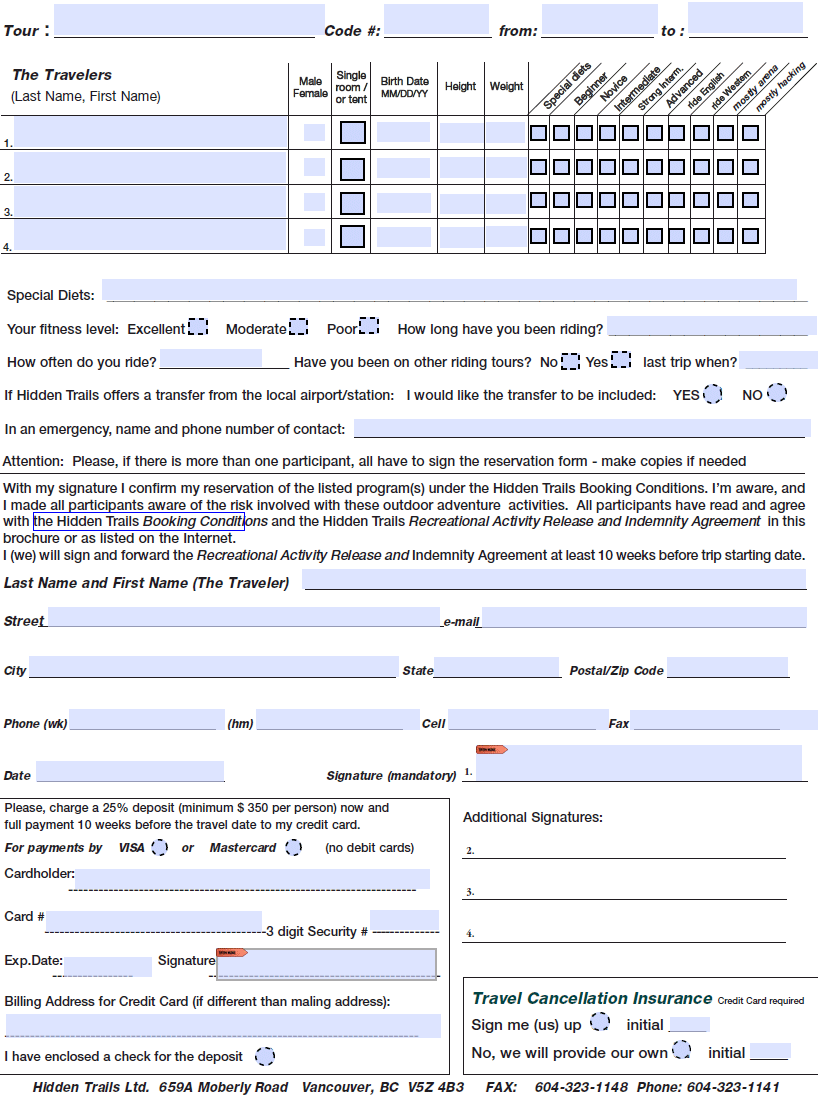 Reservation Form