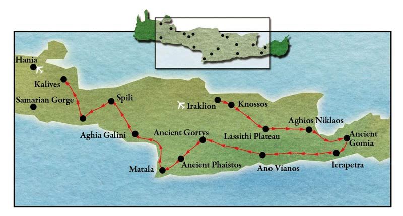 Crete cycling - route map
