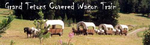 Grand Tetons Covered Wagon Train On Horseback In The Usa