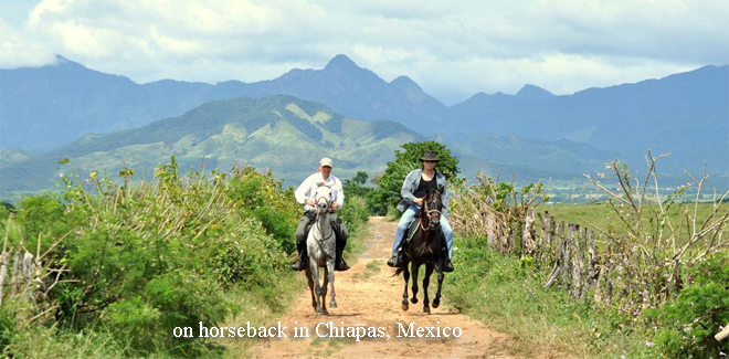 on horseback in soutehr Mexico - Chiapas. 