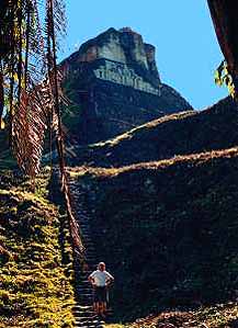 Our guide, Darren Smith, explores Xunantunich Mayan ruins.