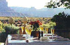 Dining al fresco, Cedar Mesa in background